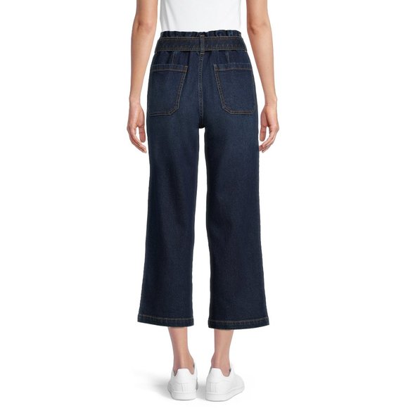 New Women's 16, or 18  High Rise, Wide Leg, Cropped  Blue Jeans. - Picture 3 of 6